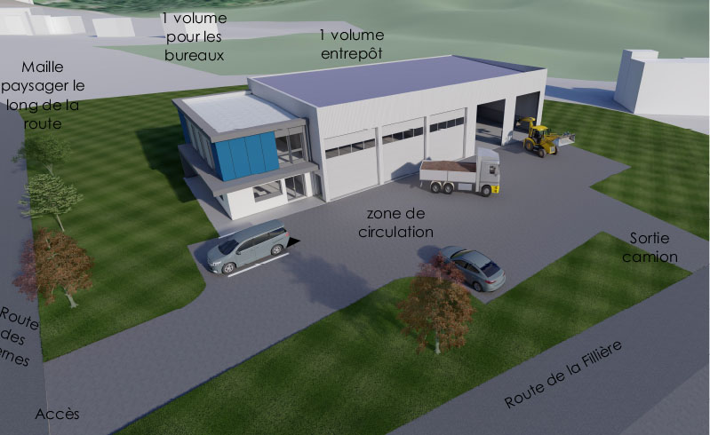 Construction d’un bâtiment artisanal pour une entreprise de Travaux publics à Villaz